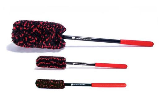 Braun Brush - Wheel Woolies® Detail Brushes 3 - Piece Kit with Red Anti - Slip Grip - Braun Brush - Daily Driven Supply Co.